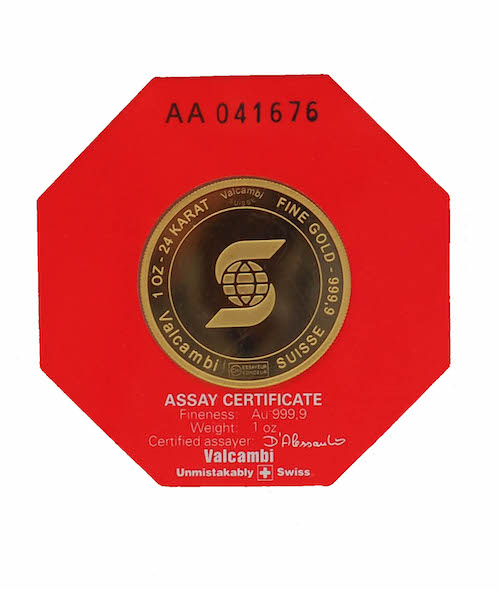 One Ounce Gold Coin Scotiabank Valcambi Suisse
